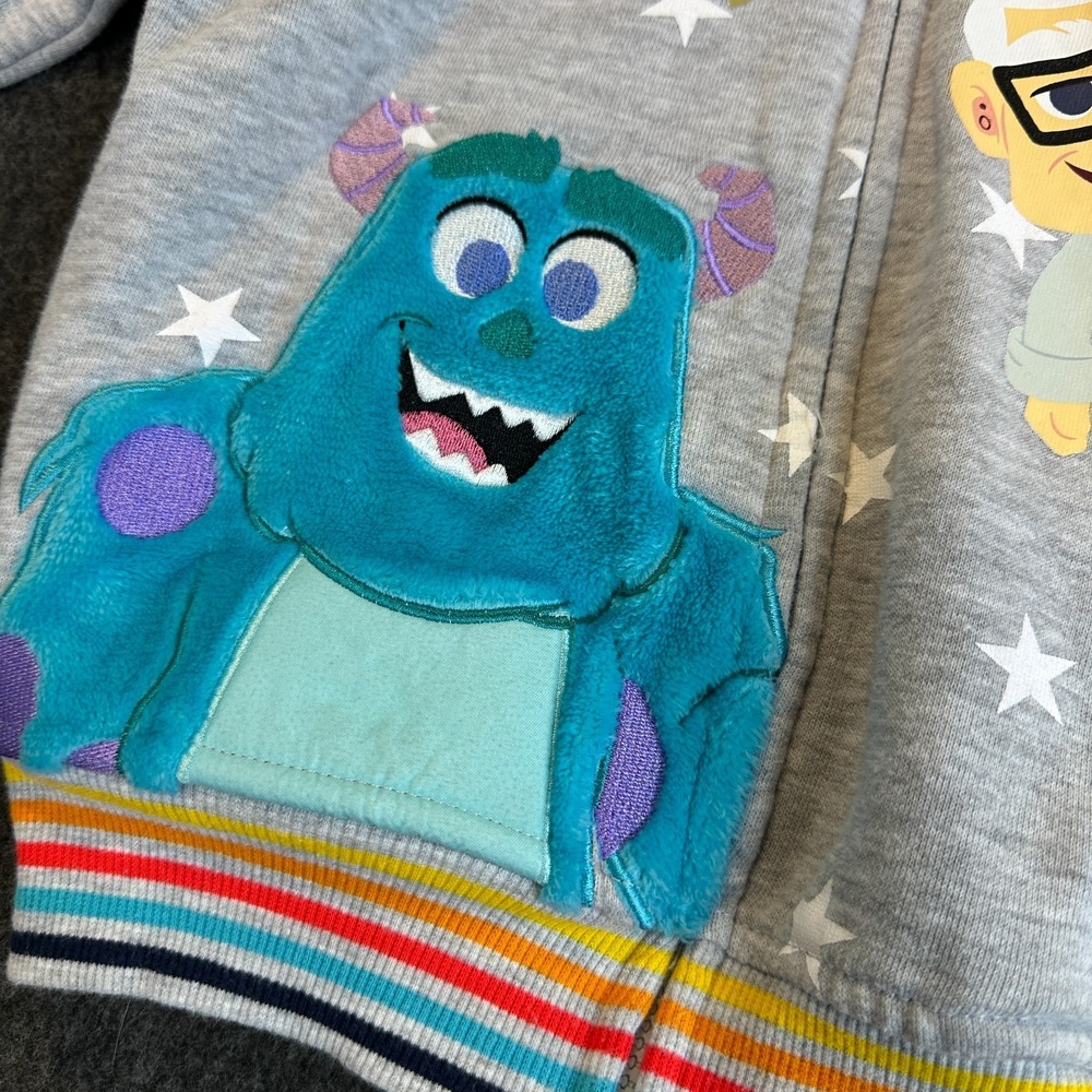 Disney 100 Pixar Monster Up Hoodie Jacket Gray Full Zip Hooded Boy's Size 5 EUC - Picture 8 of 16